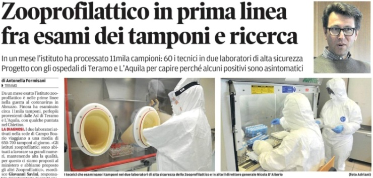 IZSAM: un mese in prima linea nella guerra al Coronavirus