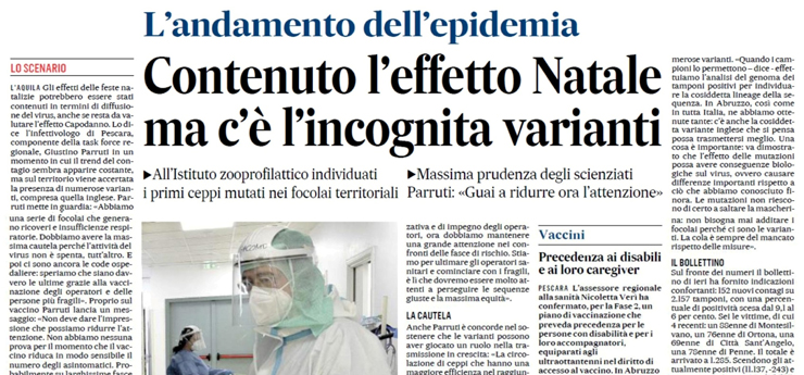 L'andamento dell'epidemia: contenuto l'effetto Natale ma c'è l'incognita varianti