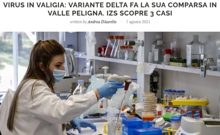 Virus in valigia: variante delta fa la sua comparsa in Valle Peligna. IZS scopre 3 casi