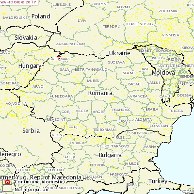 Figura 2. Primo focolaio di Pesete Suina Africana in Romania, 31 luglio 2017 (fonte: WAHID-OIE_2017)